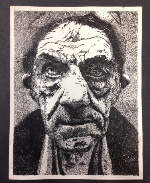 Gr.11 Stippling project based on a photo series done of the homeless of NYC. Photographer: Lee Jeffries. Open Gallery
